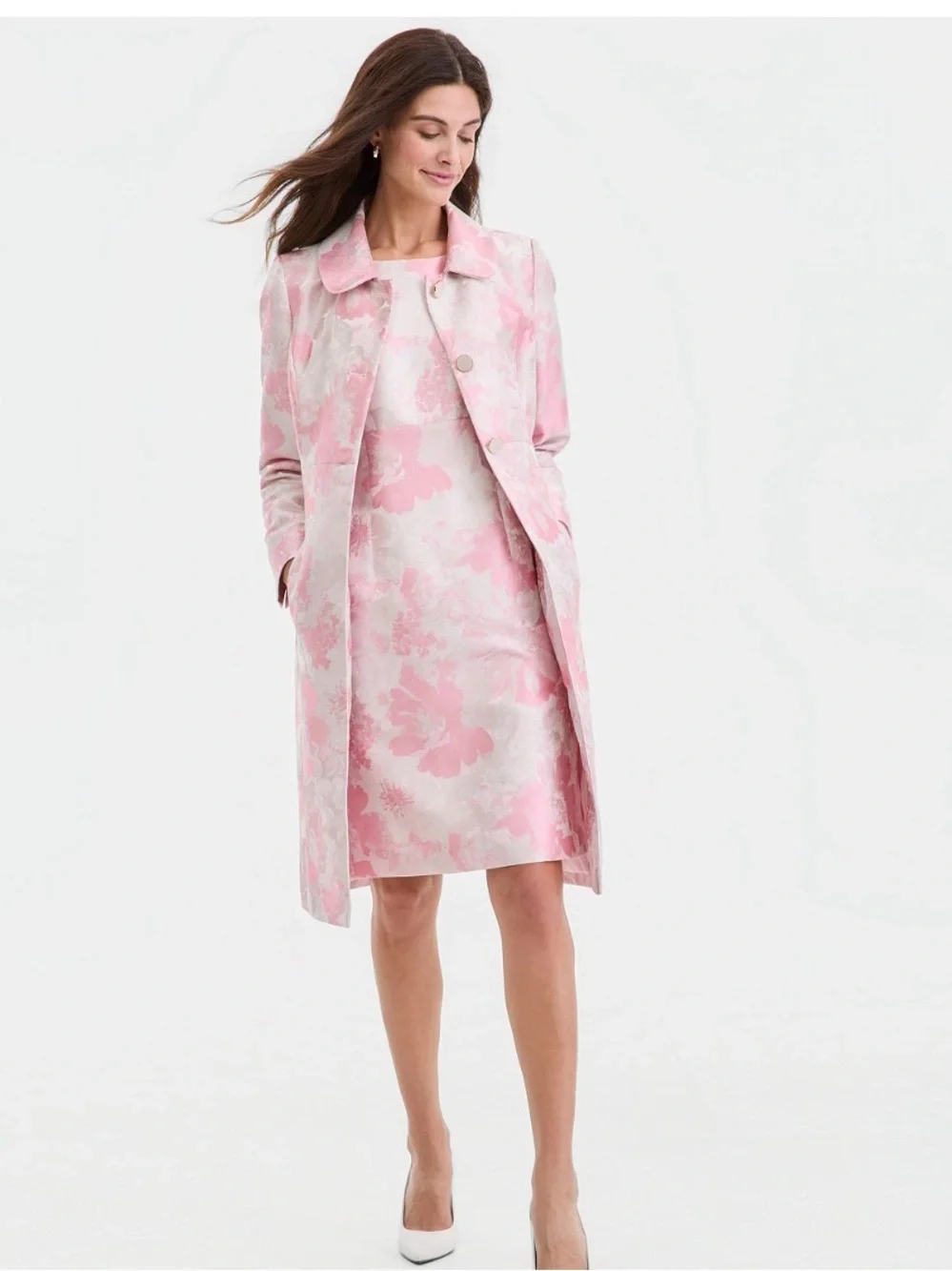 Kasper Pink and White Floral Sheath (Dress only)